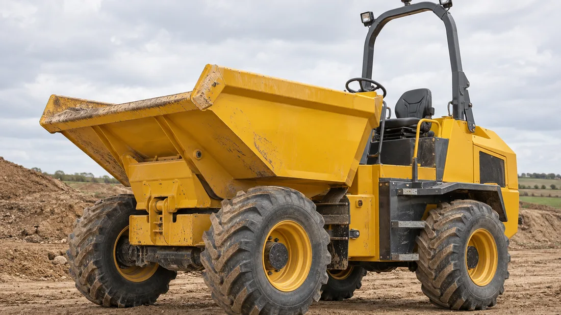 Dumper in azione in un cantiere edile nell'area di Rimini